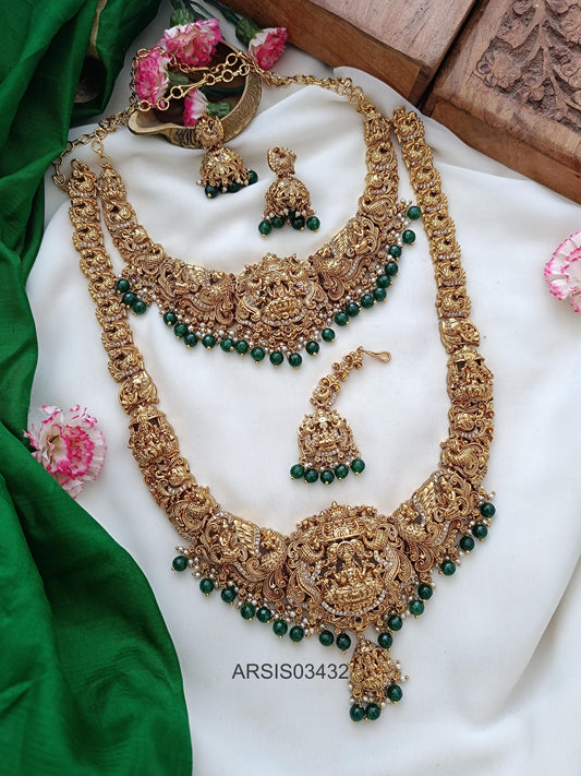 Temple Green Bead Bridal Jewellery Set
