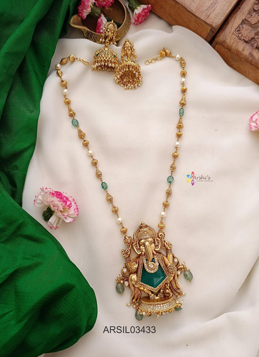 Ganesha Pendant with Beaded Chain Haram