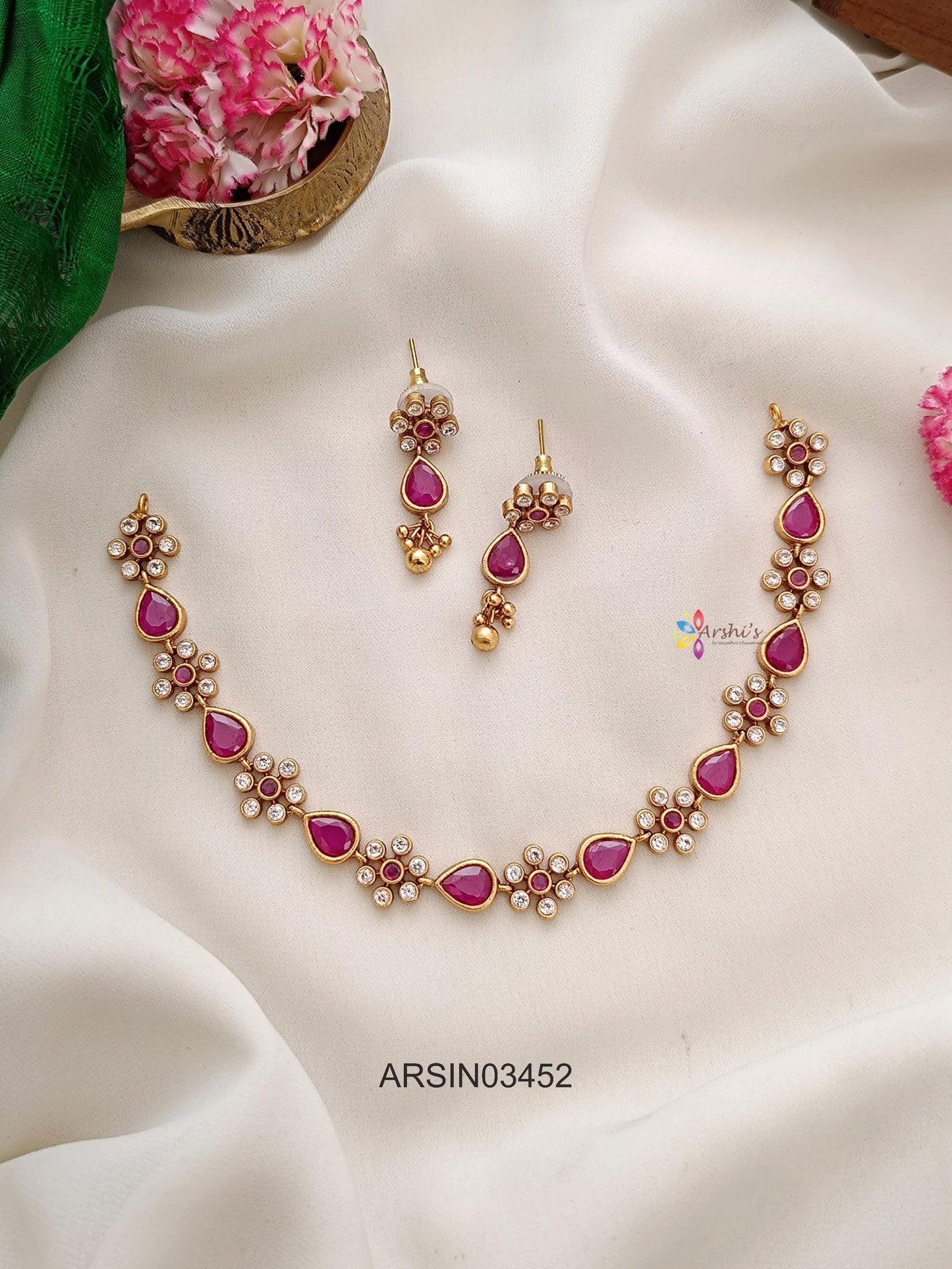 Simple Ruby Stone Necklace