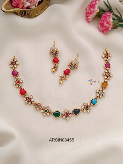 Simple Navarathna Stone Necklace