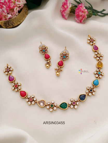 Simple Navarathna Stone Necklace