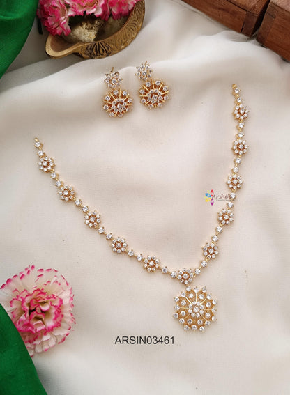 AD White Stone Necklace