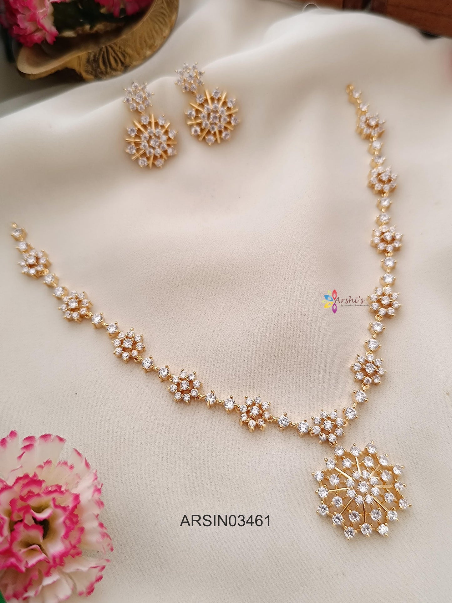 AD White Stone Necklace