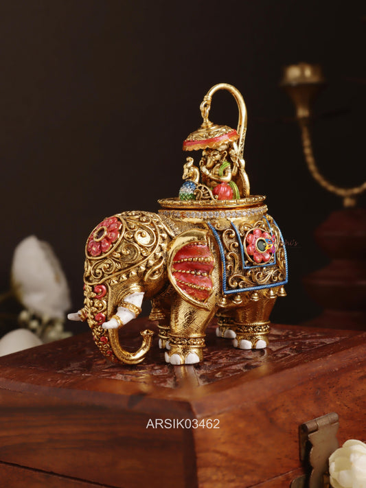Elephant and Ganesha Kumkum Box