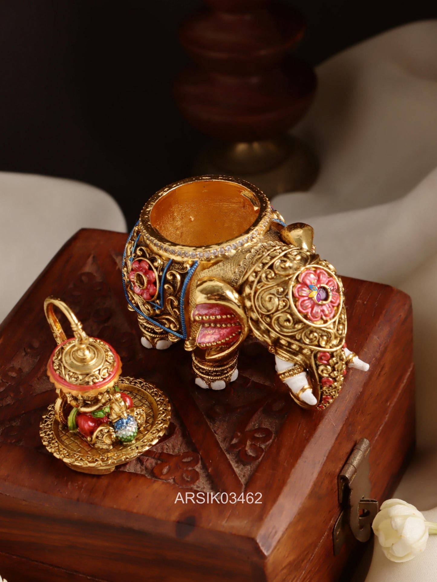 Elephant and Ganesha Kumkum Box