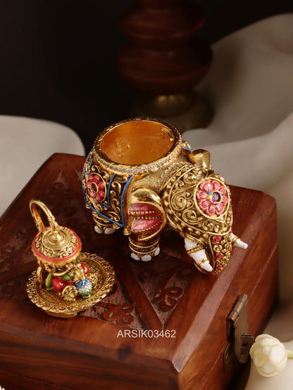 Elephant and Ganesha Kumkum Box