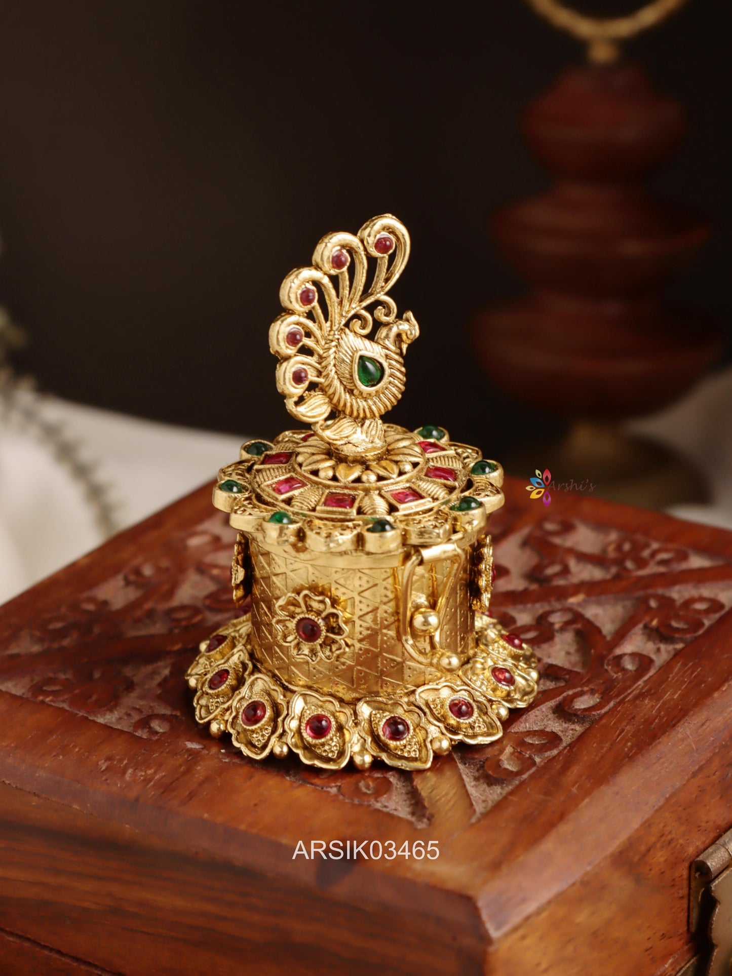 Peacock Kumkum Box