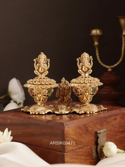 Radha Krishna and Ganesha Kumkum Box
