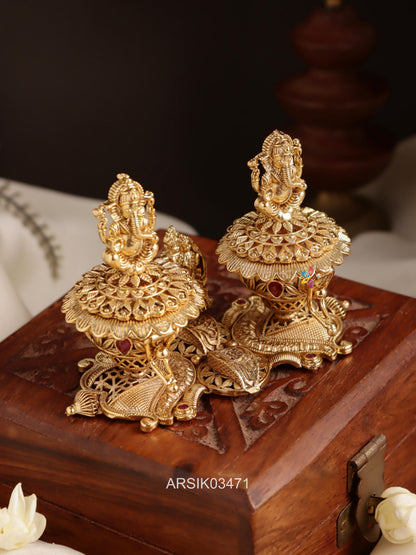 Radha Krishna and Ganesha Kumkum Box