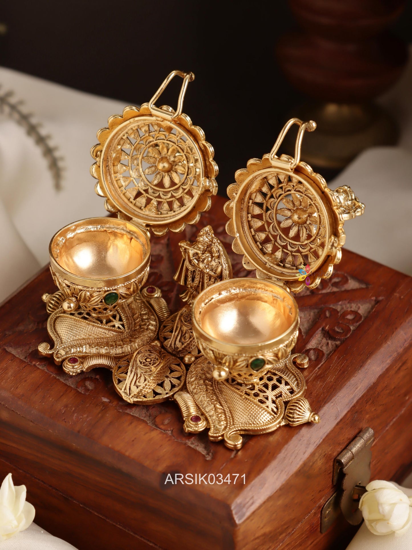 Radha Krishna and Ganesha Kumkum Box