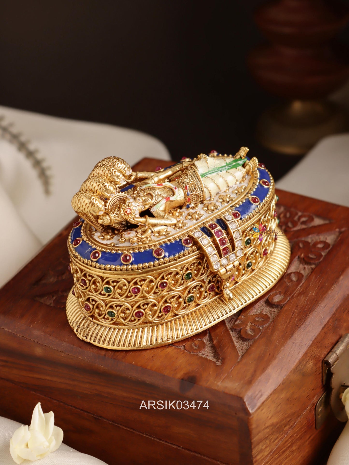 Lord Ananth Shayana Vishnu Kumkum Box