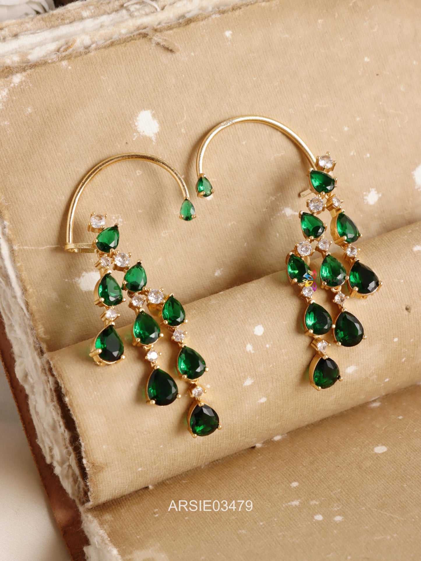 Emerald Stone Ear Cuffs