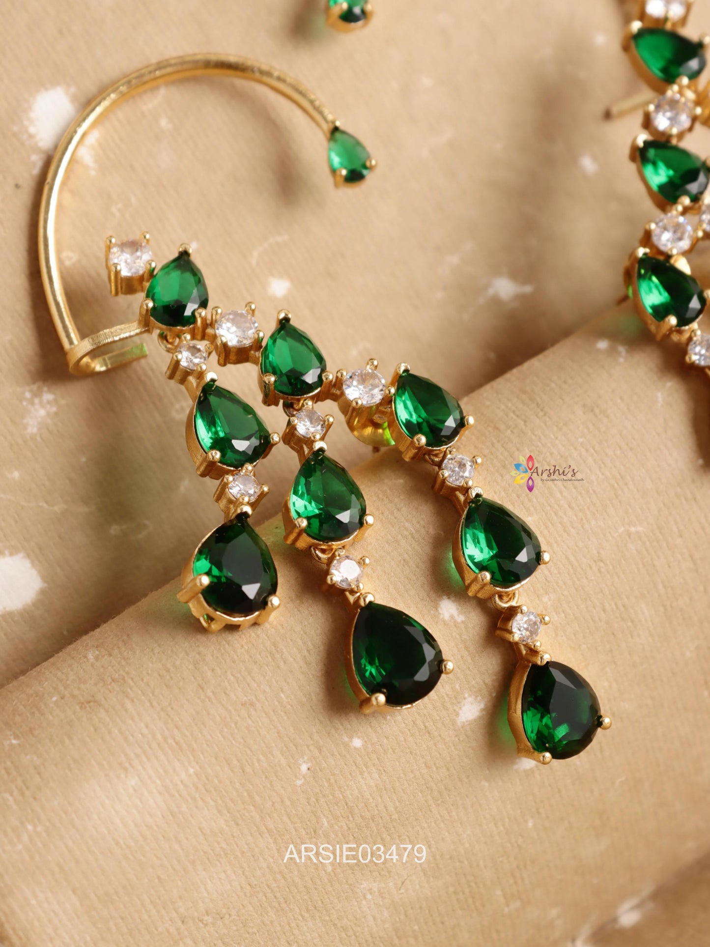 Emerald Stone Ear Cuffs