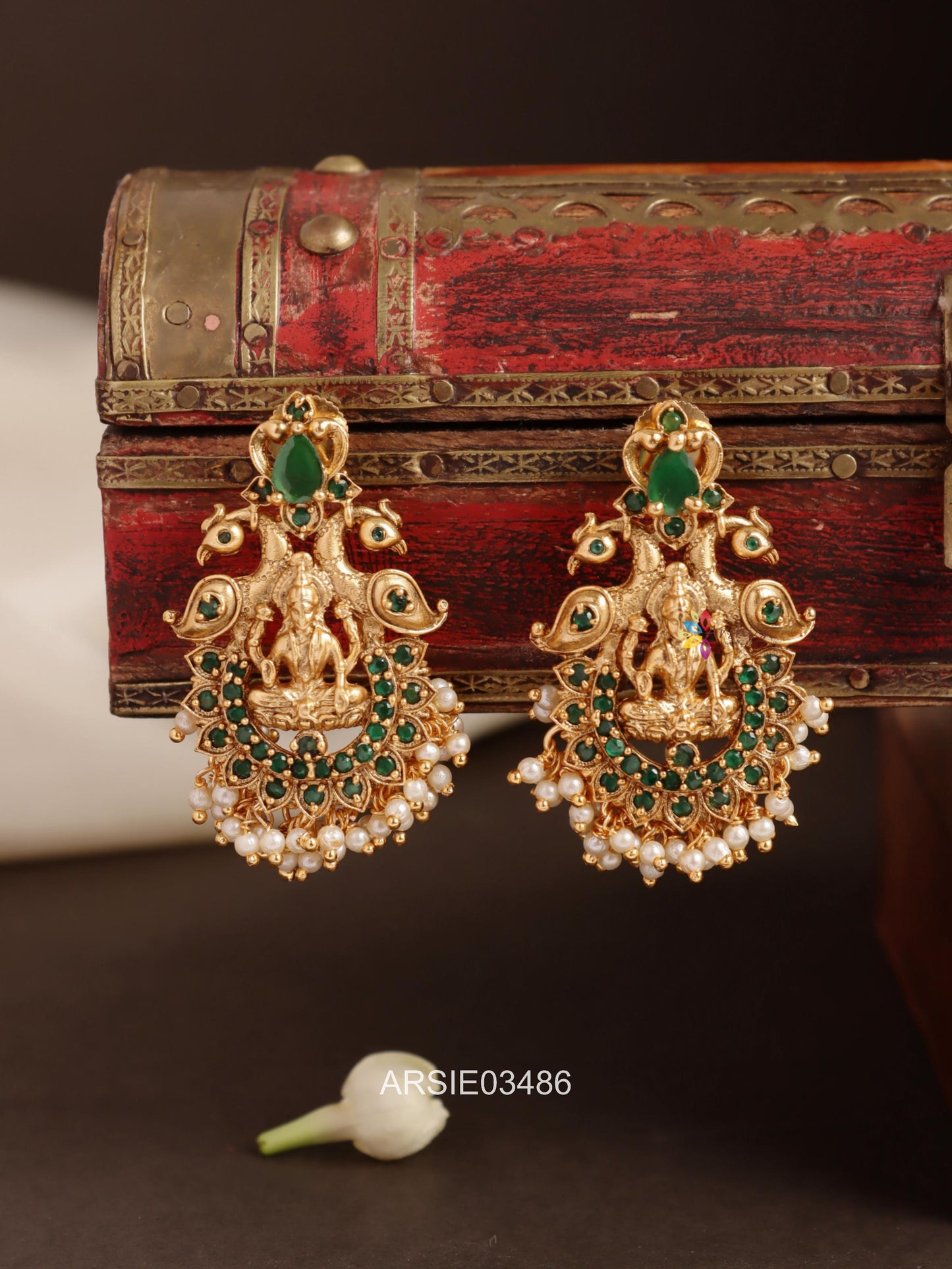 Lakshmi Emerald Stone Earrings