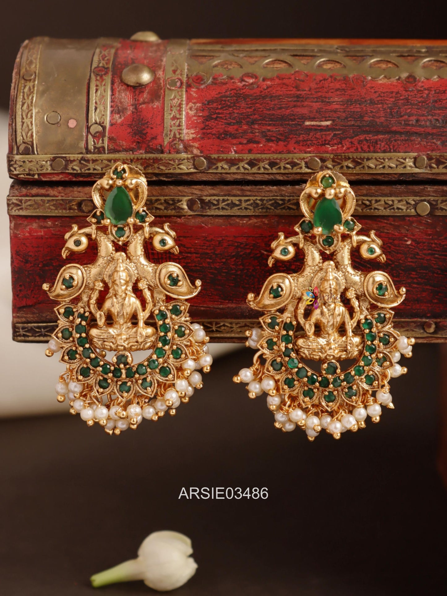 Lakshmi Emerald Stone Earrings