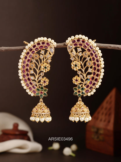 Flower Design Kemp Stone Earcuffs