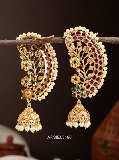 Flower Design Kemp Stone Earcuffs