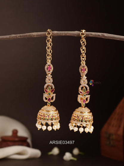 Stone Jhumka with Earchains