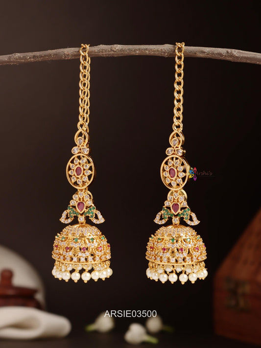 Stone Jhumka with Earchains
