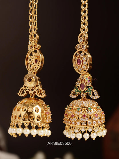 Stone Jhumka with Earchains