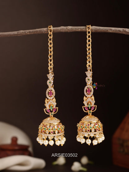 Stone Jhumka with Earchains