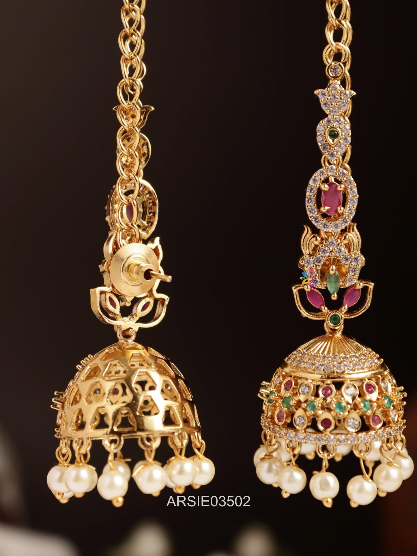 Stone Jhumka with Earchains