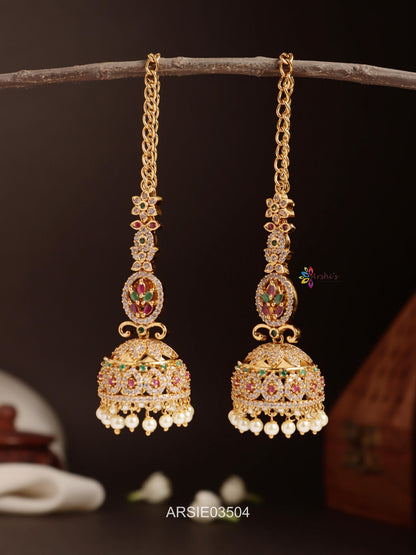 Stone Jhumka with Earchains