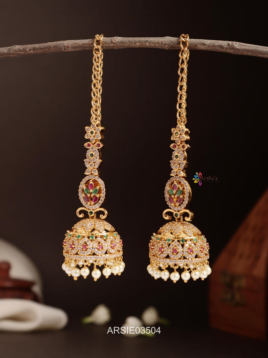 Stone Jhumka with Earchains