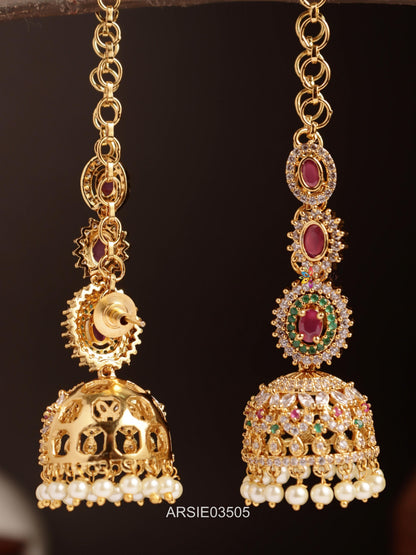 Stone Jhumka with Earchains