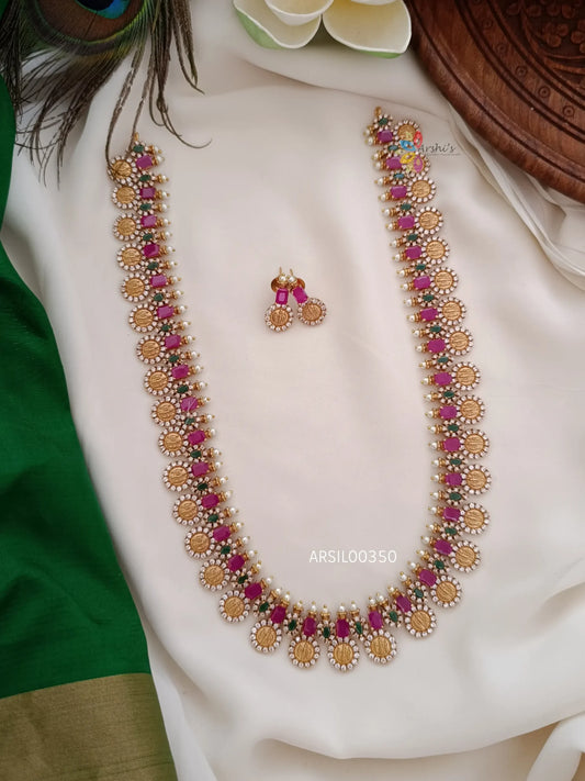 Matte Finish Emerald Red Ramparivar Haram