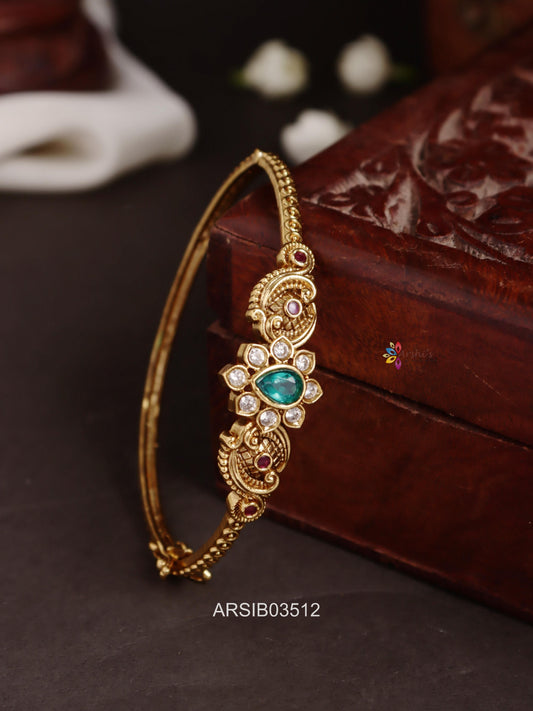 Antique Emerald and White Stone Bracelet