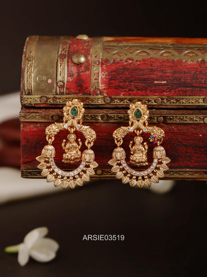 Lakshmi Peacock Green Stone Earrings