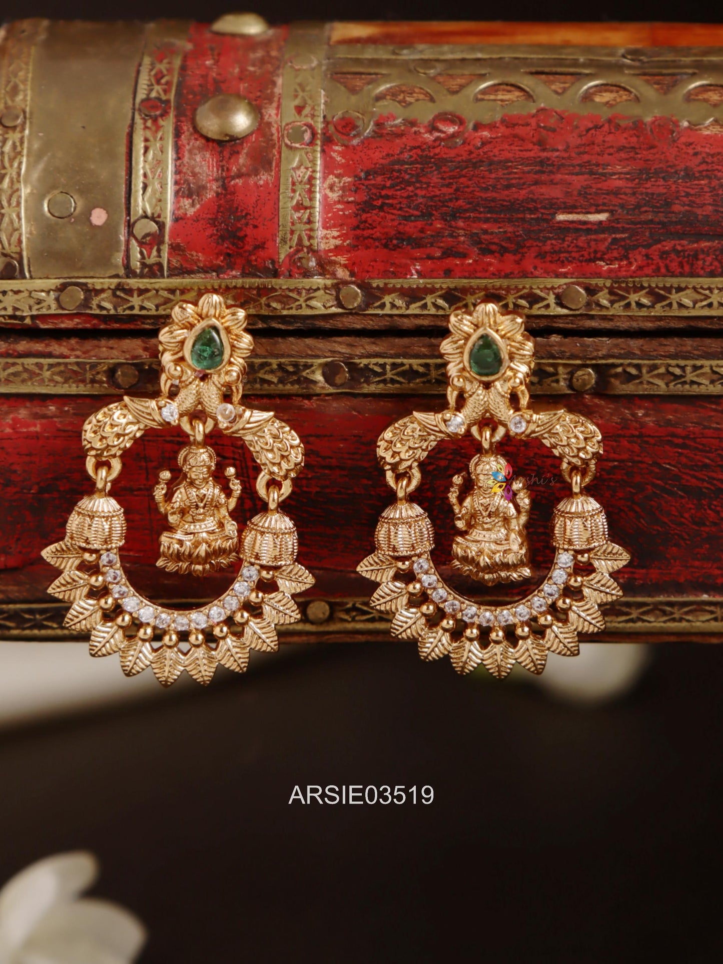 Lakshmi Peacock Green Stone Earrings