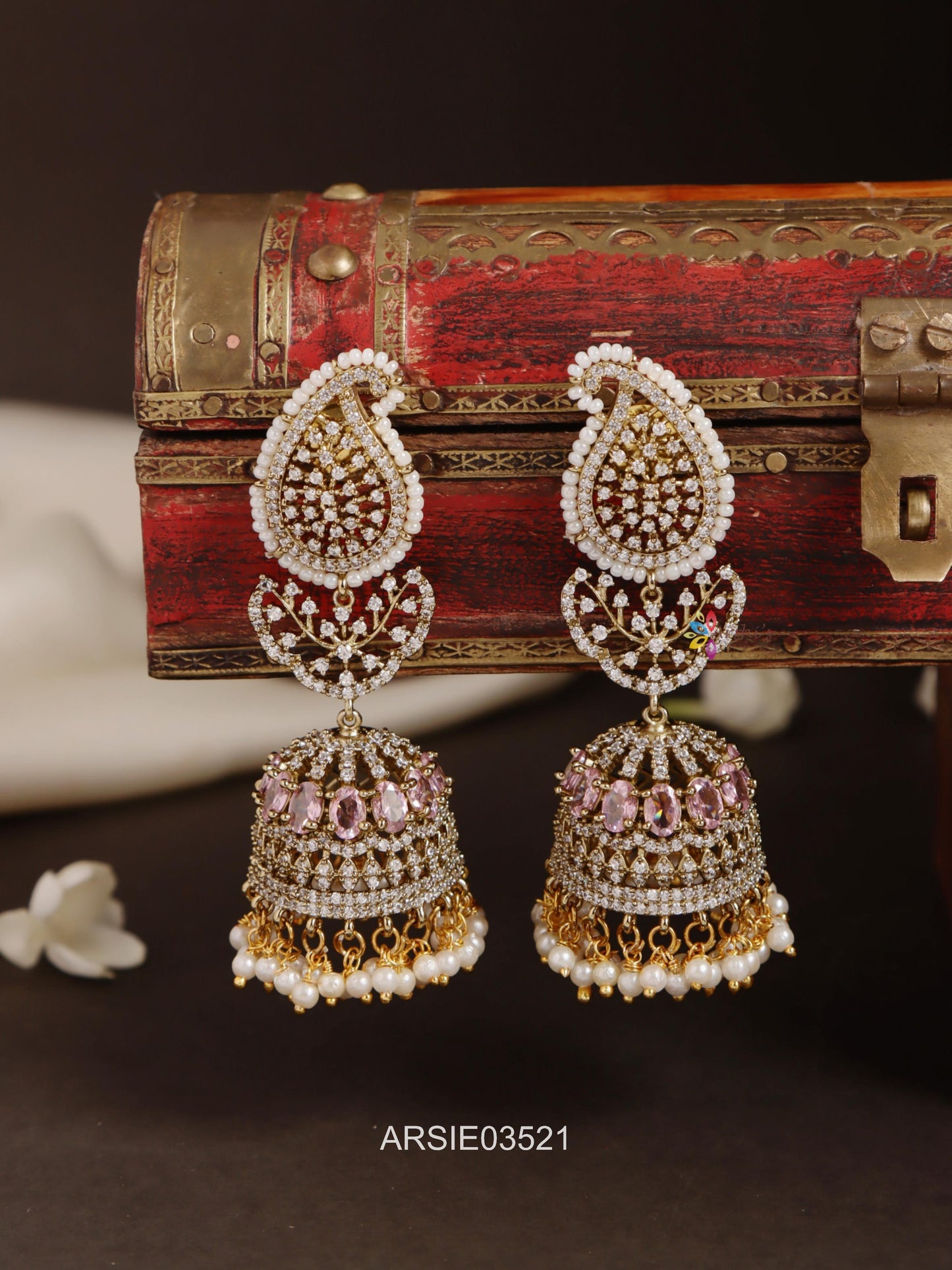 Mango AD and Pale Pink Stone Jhumka