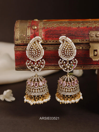 Mango AD and Pale Pink Stone Jhumka