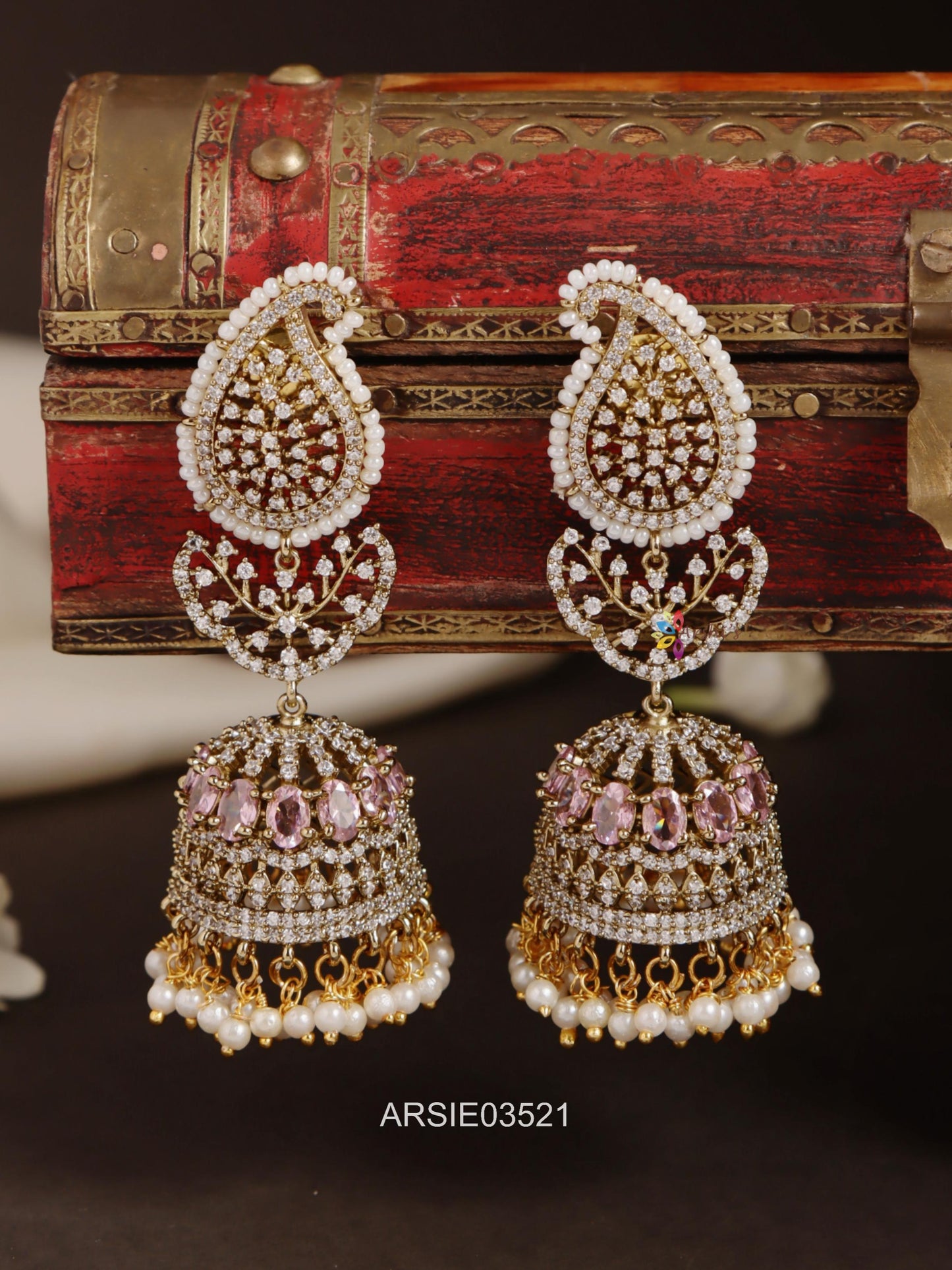 Mango AD and Pale Pink Stone Jhumka