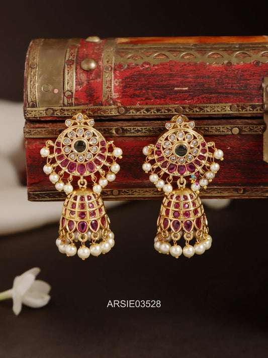 Kemp Stone Pearl Drop Jhumka