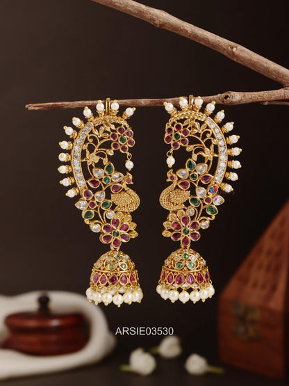 Peacock Stone Earcuffs