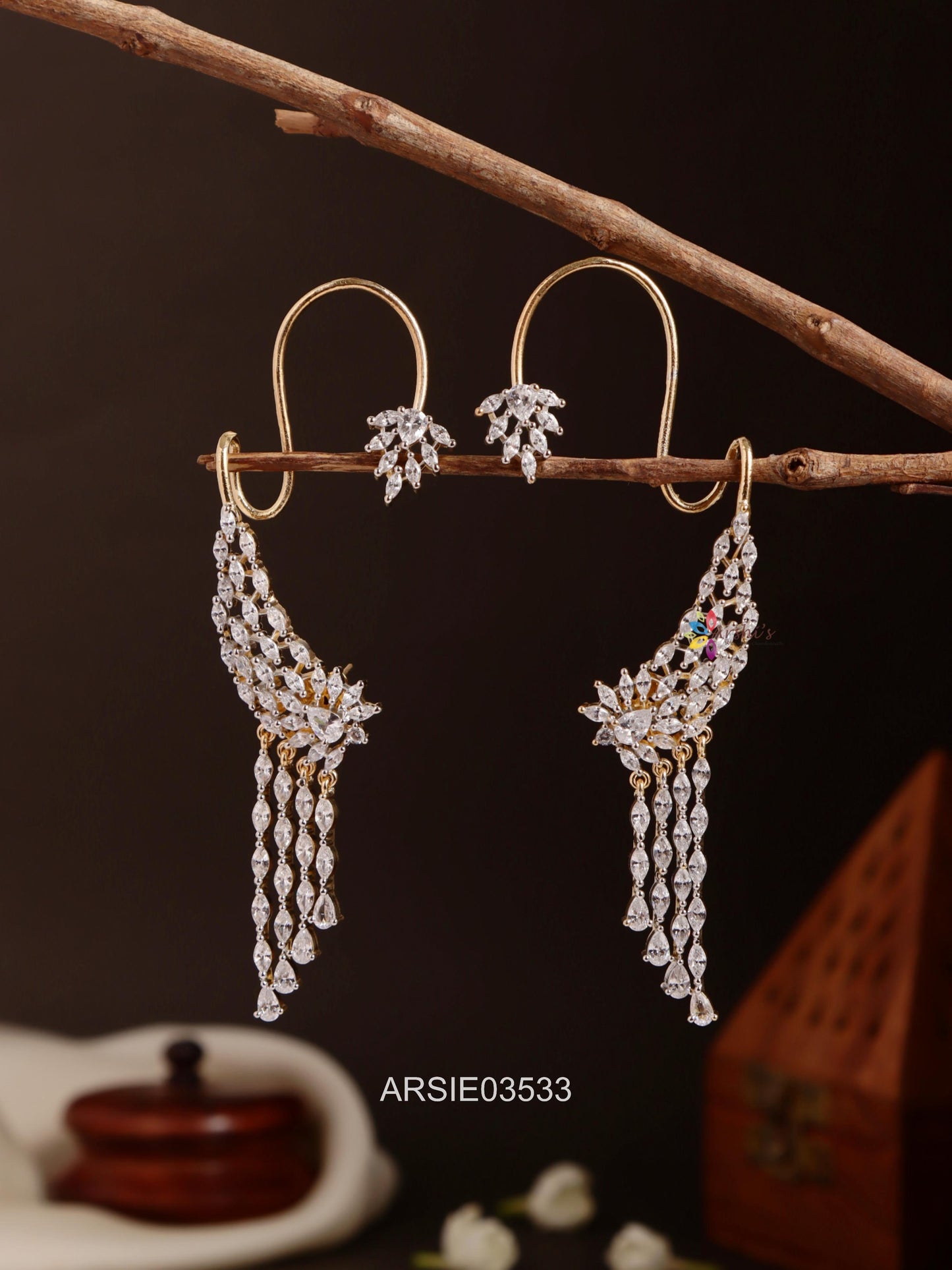 White AD Stone Earcuffs