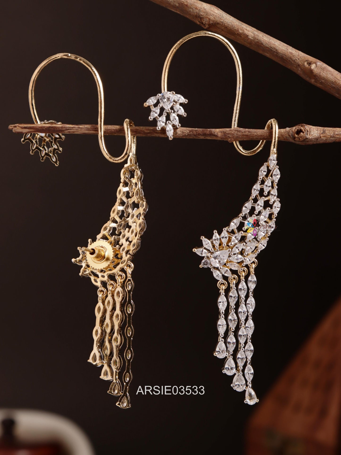 White AD Stone Earcuffs