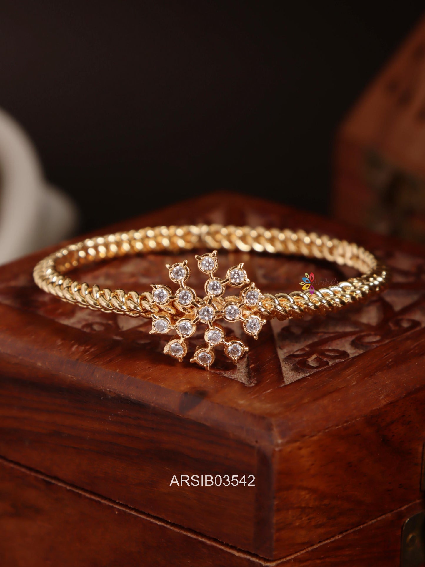 AD White Stone Kada Bangle