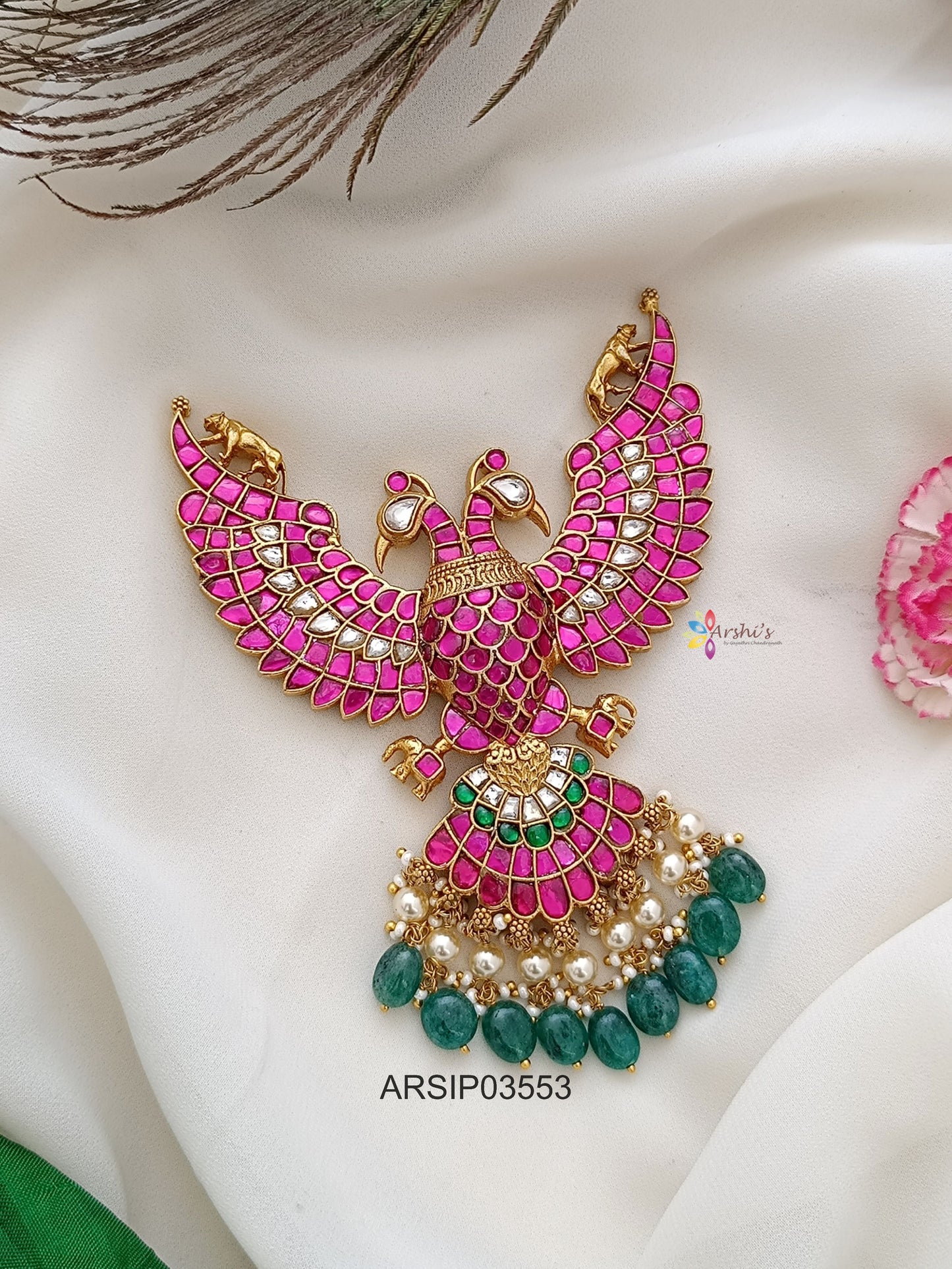 Jadau Kundan Dual Side Ganda Berunda Pendant