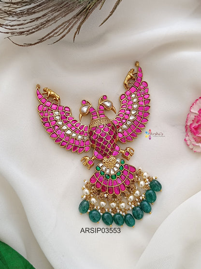 Jadau Kundan Dual Side Ganda Berunda Pendant