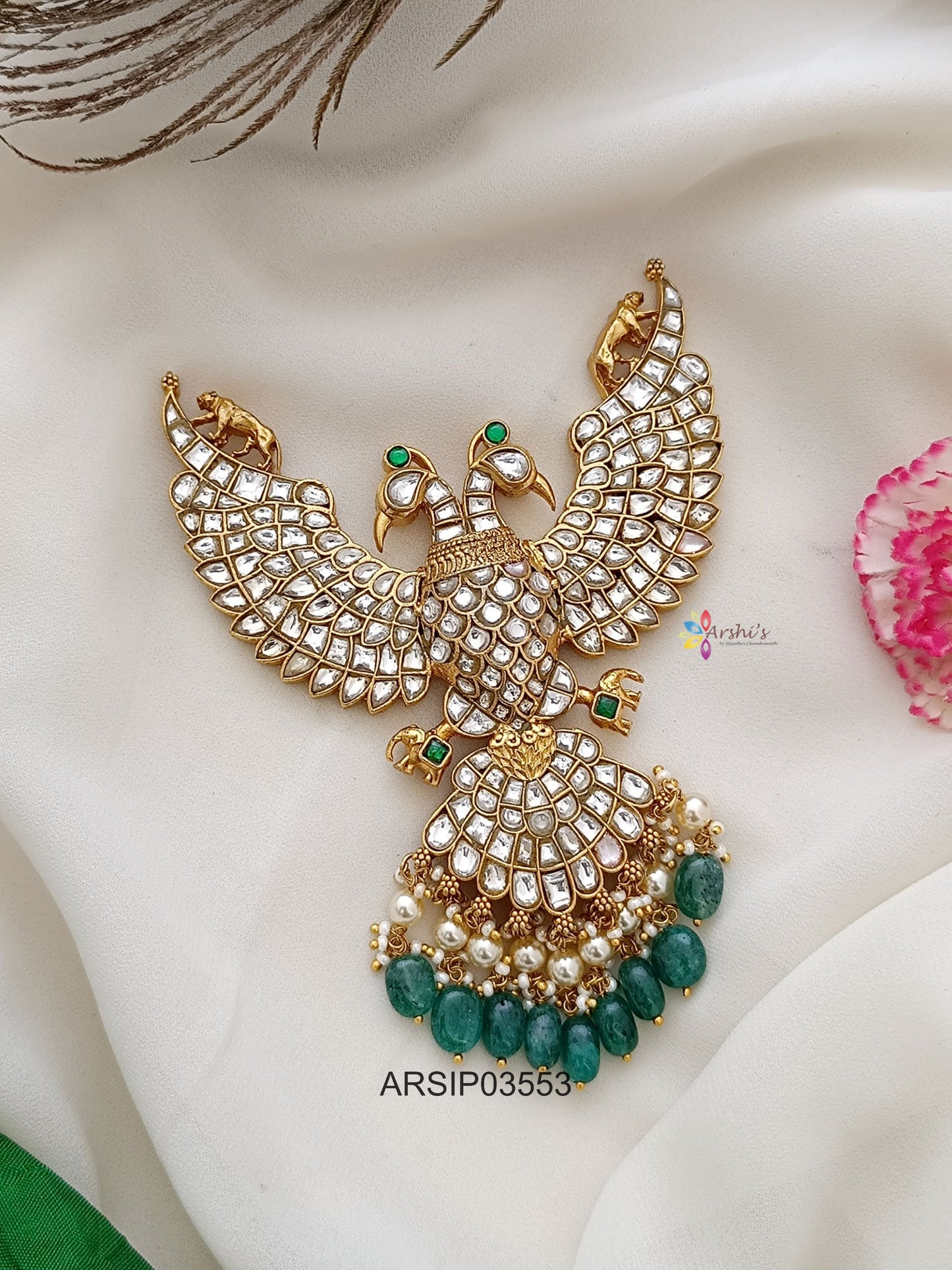 Jadau Kundan Dual Side Ganda Berunda Pendant