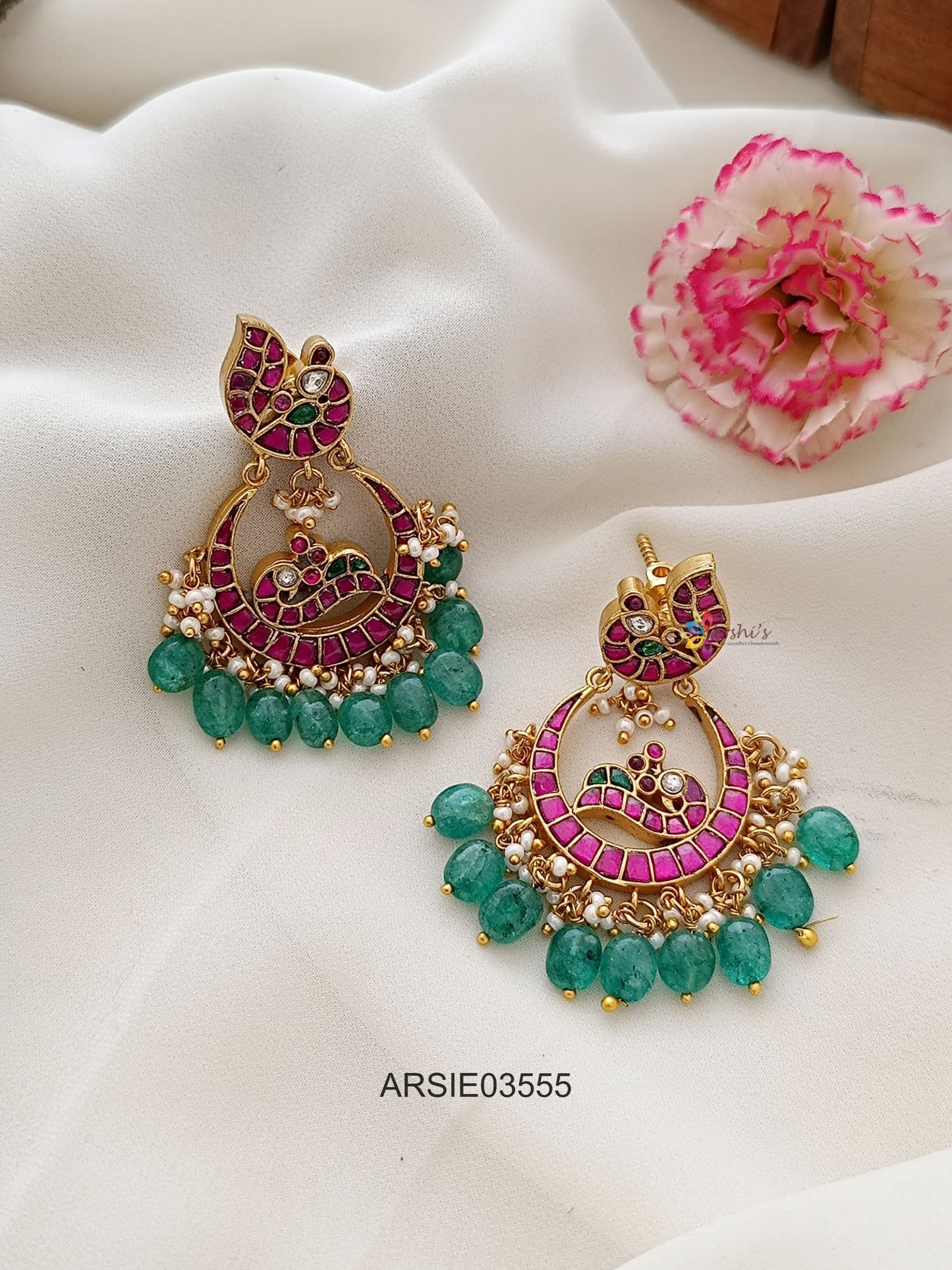 Jadau Kundan Chandbali Earrings