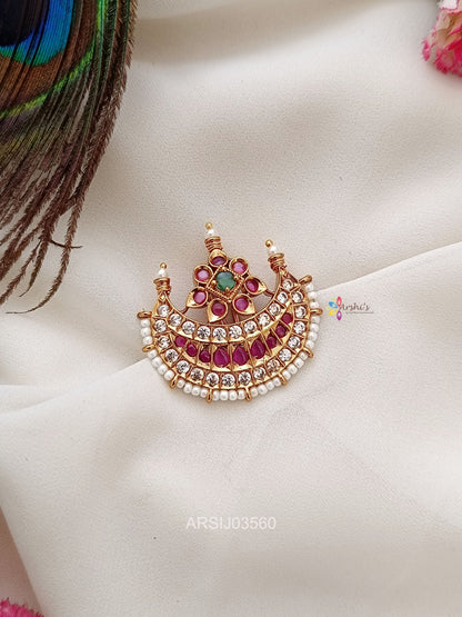 Stone Moon Design Hair Brooch