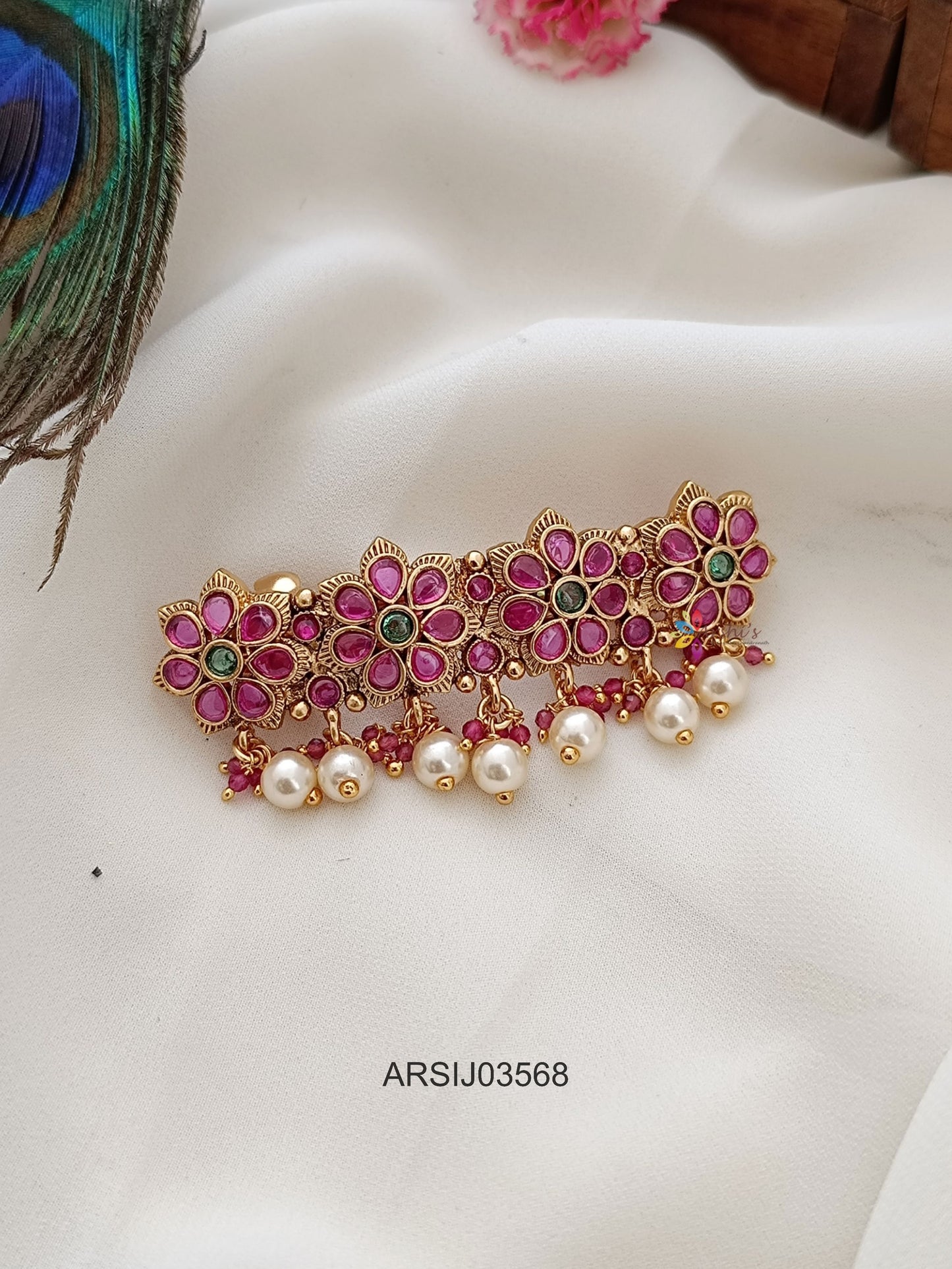Kemp Stone Pearl Drop Hair Clip