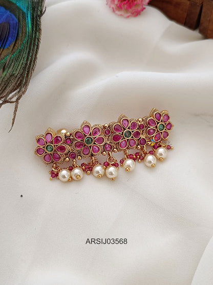 Kemp Stone Pearl Drop Hair Clip