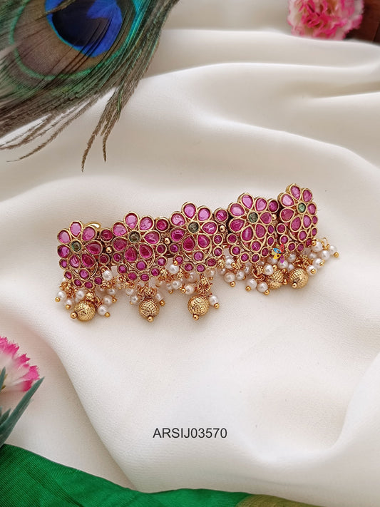 Kemp Stone Pearl and Gold Drop Hair Clip