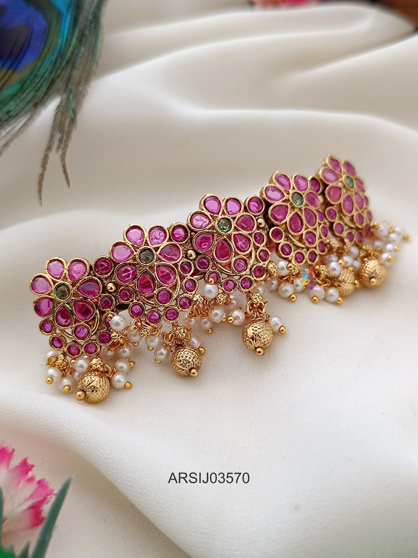 Kemp Stone Pearl and Gold Drop Hair Clip